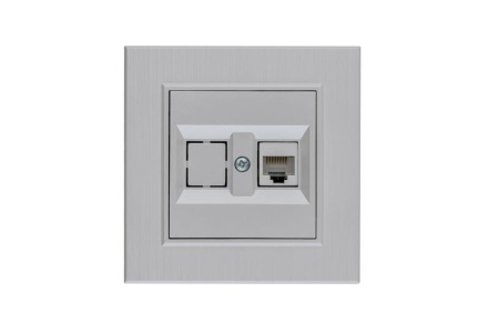 Розетка компьютерная CAT 5+гнездо Karea LINE STAR жемчуж. Makel 86100035