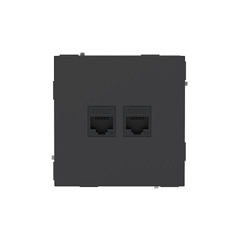 Розетка компьютерная 2-м KANT RJ45 кат.5E без шторки черн. уголь DKC 7012664
