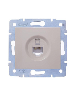 Розетка компьютерная 1-м СП KARINA IP20 RJ45 кат.6 механизм крем. LEZARD 707-0388-140