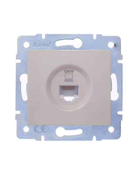Розетка компьютерная 1-м СП KARINA IP20 RJ45 кат.6 механизм крем. LEZARD 707-0388-140