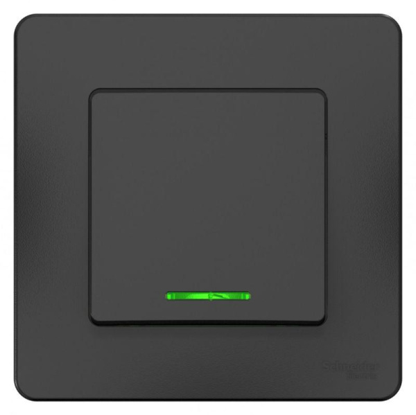 Выключатель 1-кл. СП Blanca 10А IP20 (сх. 1) 250В с подсветкой антрацит SE BLNVS010116