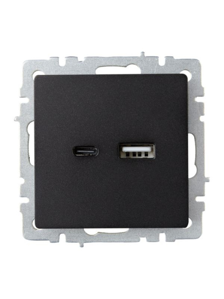 Розетка BRITE USB A+C 18Вт РЮ11-1-БрЧ механизм черн. IEK BR-U22-018-K02