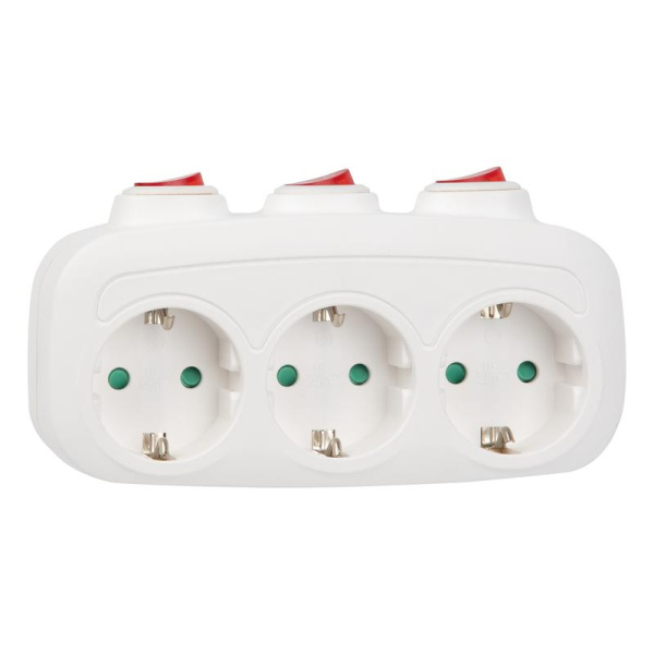 Разветвитель сетевой с выкл. S-GES3-16OB WHITE с/з 3 гнезда 16А 3500Вт бел. Uniel UL-00011239