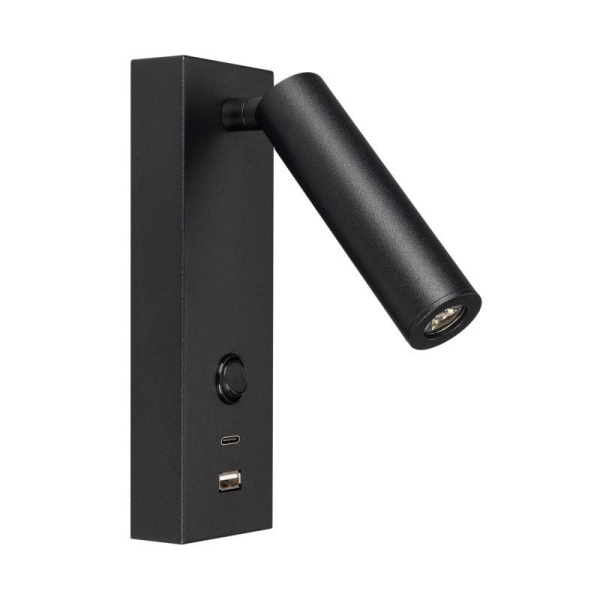 Светильник светодиодный SP-BED-CHARGE-S60x125-3W Warm3000 (BK 20 deg 230В USB-A USB-C) IP20 металл Arlight 029629(1)