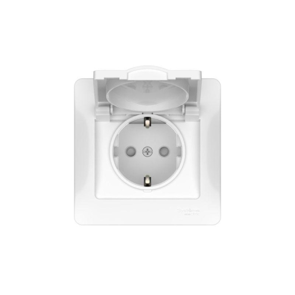 Розетка Glossa 16А IP20 с заземл. защ. шторки с крышкой быстрозажим. клем. в сборе бел. SE GSL000146S