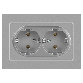 Розетка 2-м СП Accent 6-205-03 16А IP20 250В 2P+E Schuko AL/CU алюм. Intro Б0063490