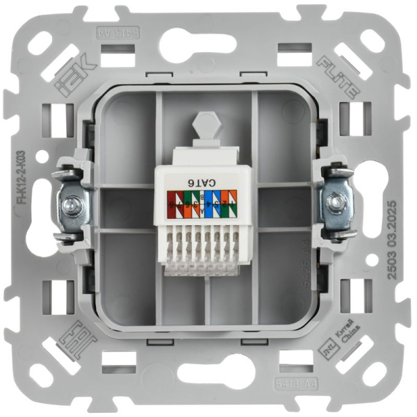 Розетка компьютерная СП FLITE РК6-1-0-ФлС RJ45 кат.6 UTP механизм сер. IEK FI-K12-2-K03
