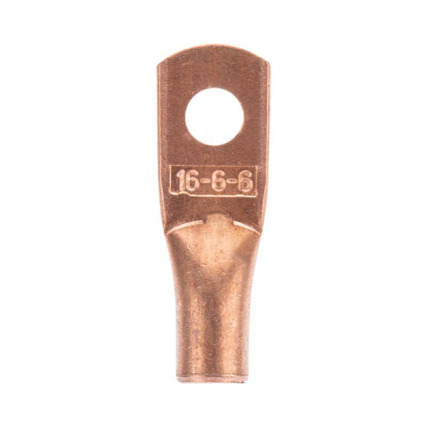Наконечник медный ТМ 16-6-6 (16кв.мм - d6мм) (уп.100шт) Rexant 07-5310-2