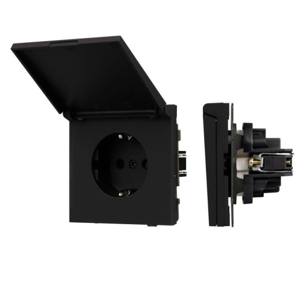 Розетка 1-м СП SCT-TENDO-MCP-SFPL-BK 16А IP44 230В влагозащ. механизм Arlight 054599