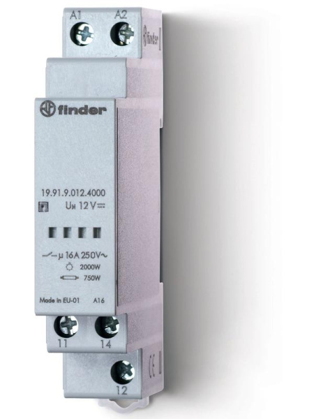 Реле модульное силовое моностабильное 1CO 16А AgSnO2 24В DC 17.5мм IP20 FINDER 199190244000