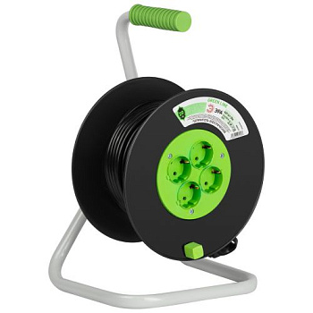 Удлинитель на пластик. катушке 4х20м с заземл. 10А IP20 GREEN LINE KAT-3x1-20m ПВС 3х1 Эра Б0065130