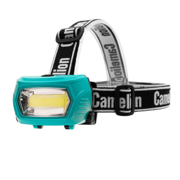 Фонарь налобный LED53411 аккум. 3.7В COB 3Вт 3 реж. 3 x AAA Type-C блист зел. Camelion 15763