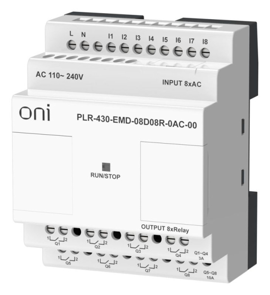 Модуль расширения входов выходов ПЛК 430 8 DI 8 RO 220В AC ONI PLR-430-EMD-08D08R-0AC-00
