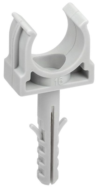 Держатель для труб (клипса) CT16 с защелкой и дюбелем без винта ELASTA IEK CTA10MP-CT16-K41-100