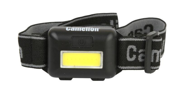Фонарь налобный LED5355 1Вт COB LED 3 реж. 3XAAA пласт. блист. черн. Camelion 13748