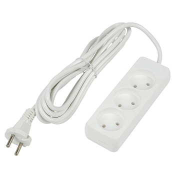 Удлинитель 3х3м без заземл. 10А Ultra S-CU3-3 WHITE бел. Uniel UL-00009982