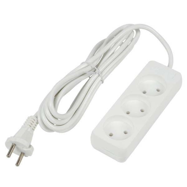 Удлинитель 3х3м без заземл. 10А Ultra S-CU3-3 WHITE бел. Uniel UL-00009982