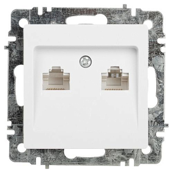 Розетка компьютерная 1-м СП Accent 6-304-01 2xRJ45 IP20 бел. Intro Б0063646