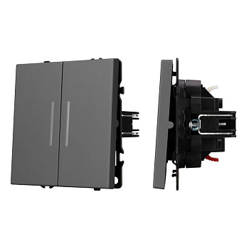 Выключатель проходной 2-кл. LED SWT-NOBE-MKP2-SFPL-L-GR 10А 230В механизм Arlight 054269