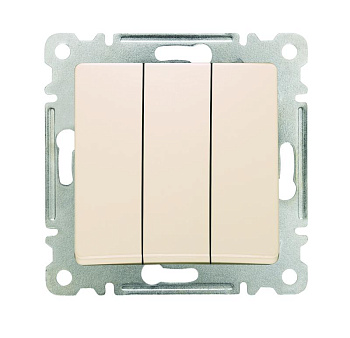 Выключатель 3-кл. СП Lillium IP20 механизм крем. Makel 30010091