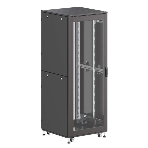 Шкаф напольный разобранный 19дюйм IT-CQE-N 42U 600х600мм крыша с вырубкой дверь стекло и сплошная металл двойные боковые панели сер. RAL7035 DKC R5ITN42606FG1M1SG