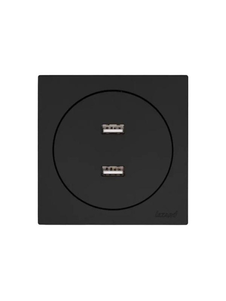 Розетка 2-м СП OSEN USB разъем механизм черн. бархат LEZARD 743-4288-192