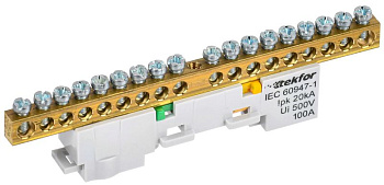 Шина PE "земля" неизол. на универс. держ. 6х9-18-Ж TEKFOR IEK TF-NN10-18-DL-K05
