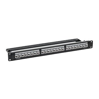 Патч-панель 19дюйм 1UCAT6А 24 модуля RJ45 неэкранированная DKC RN6APPU24