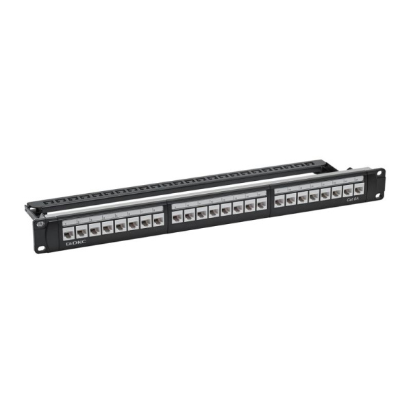 Патч-панель 19дюйм 1UCAT6А 24 модуля RJ45 неэкранированная DKC RN6APPU24