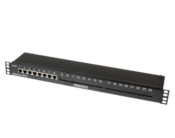 Устройство грозозащиты SP-IP8/100R для локал. вычислит. сети (скорость до 100Мбит/с) на 8 портов OSNOVO 14283