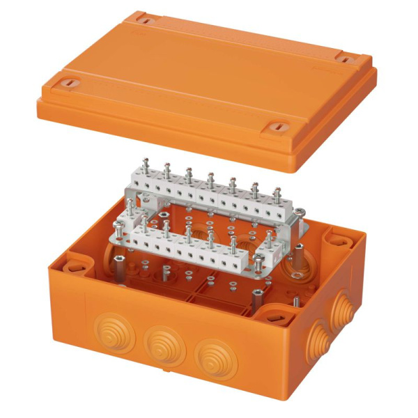 Коробка FS 240х190х90мм IP55 40п 450В 6А 4кв.мм с кабельными вводами и клеммниками пластик. DKC FSB414004