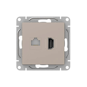 Розетка СП Эпика HDMI + RJ45 кат.5 механизм крем. EKF UP1-SOI-HDMI-RJ45