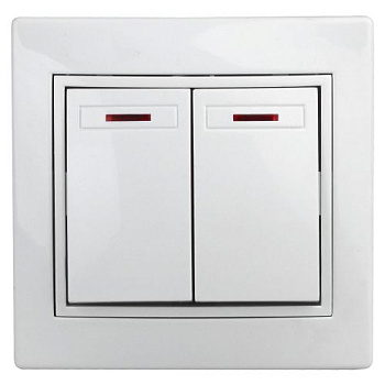 Выключатель 2-кл. СП Plano 10А IP20 1-105-01 250В с подсветкой бел. Intro Б0053773