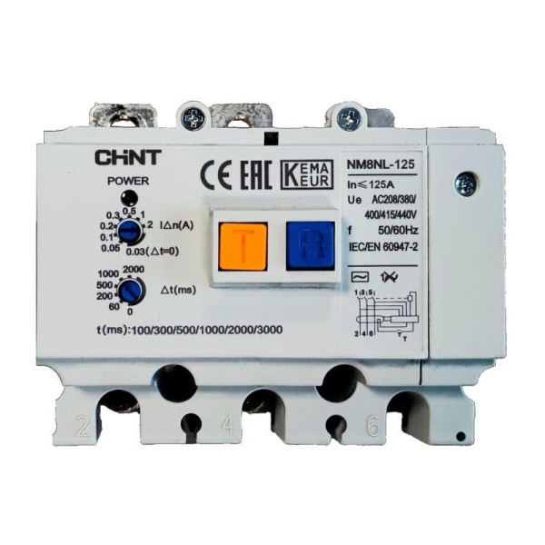 Выключатель автоматический дифференциального тока 3п NM8NL-125 3P RCD1 CHINT 449979