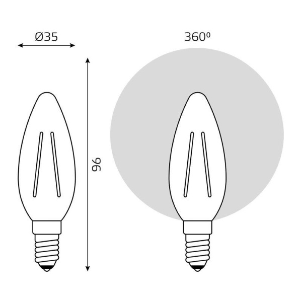 Лампа светодиодная филаментная Basic Filament 5Вт Свеча 4000К E14 600лм GAUSS 50312252