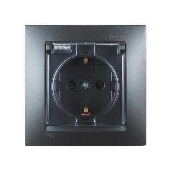 Выключатель 2-кл. СП Simon 15 16AX IP20 250В с подсветкой механизм графит Simon 1591392-038