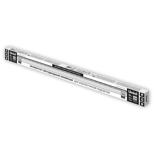 Прожектор светодиодный ULF-L52-18W/RGB/L100 DC24V IP65 SILVER линейный 1000мм RGB DC24V алюм. Uniel UL-00008364