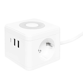 Удлинитель "Куб" 2х1.3м 2USB 2.4А+Type C + Ночник 1кв.мм EKF UBA-CUB-2-TC