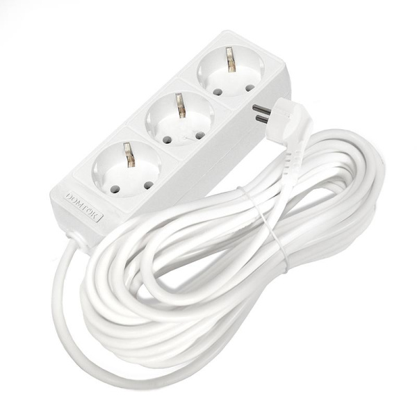 Удлинитель 3х10м с заземл. 16А IP20 3.5кВт ПВС 3х1 бел. DOMTOK 2390