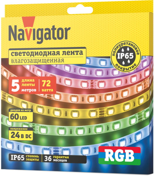 Лента светодиодная 95 314 NLS-5050RGB60-14.4-IP65-24V (уп.5м) Navigator 95314