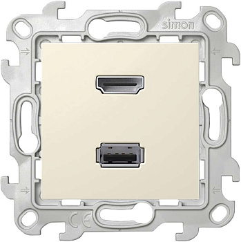 Розетка HDMI + USB 2.0 2-м СП Simon 24 IP20 коннектор механизм сл. кость Simon 2411095-031