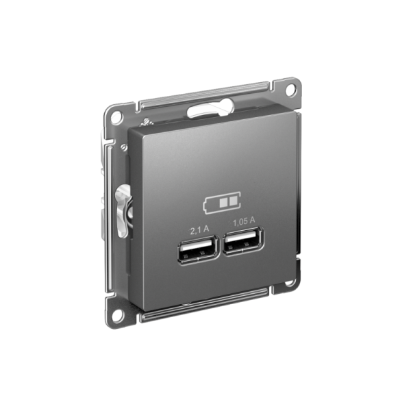 Розетка USB AtlasDesign тип A+A 5В 1х2.1А 2х1.05А механизм сталь SE ATN000933