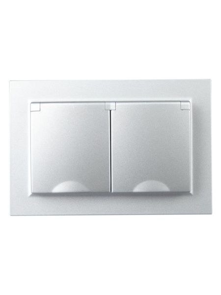 Розетка 2-м СП BRITE РСбш12-3-44-БрА 16А в сборе IP44 с крышкой алюм. IEK BR-R26-16-44-K47-F