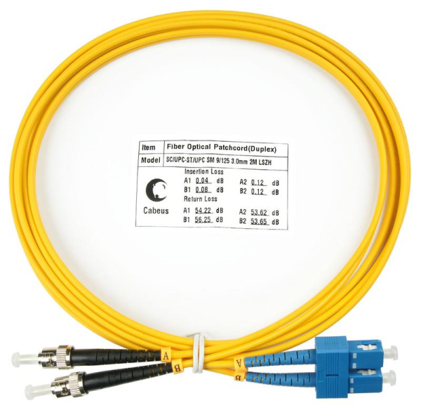 Шнур оптический FOP(d)-9-SC-ST-2m duplex SC-ST 9/125 sm 2м LSZH Cabeus 7544c