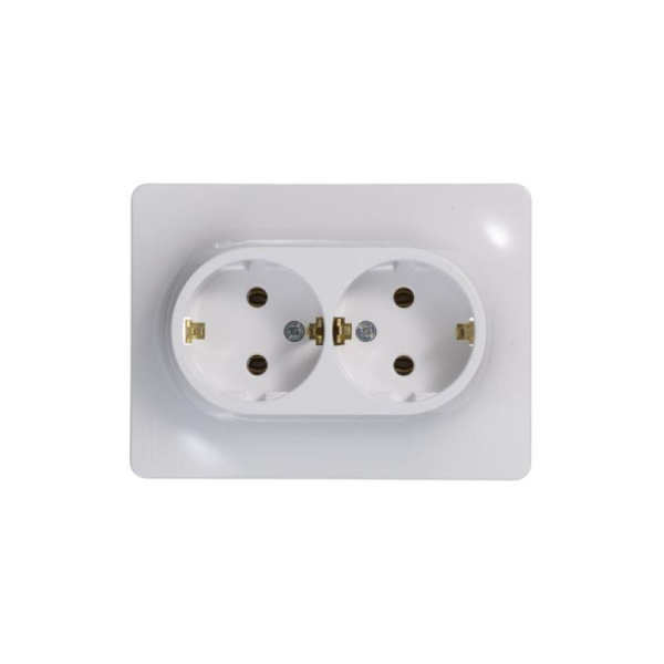 Розетка 2-м СП Glossa 16А IP20 с заземл. в сборе бел. SE GSL000124