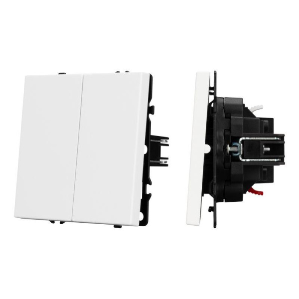Выключатель проходной 2-кл. ARL NOBE SWT-MKP2-SFPL-WH 10А 250В софт-тач бел. кварц Arlight 054242(1)