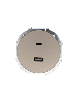 Розетка 1-м СП OSEN TC+ USB разъем механизм титан LEZARD 743-3788-192TC