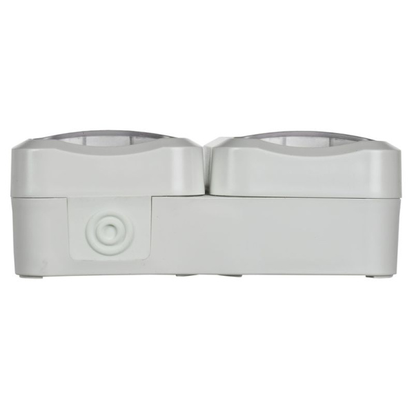 Розетка 2-м ОП TORS TS322 16А IP55 горизонт. с заземл. с крышкой бел. IEK TS-R26-16-55-G-K01