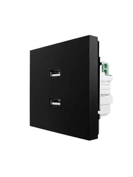 Розетка 1-м СП ZIMA IP20 + 2 USB разъем механизм черн. бархат LEZARD 704-4288-192