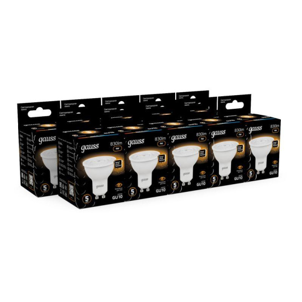 Лампа светодиодная Black 9Вт MR16 софит 3000К тепл. бел. GU10 830лм GAUSS 101506109